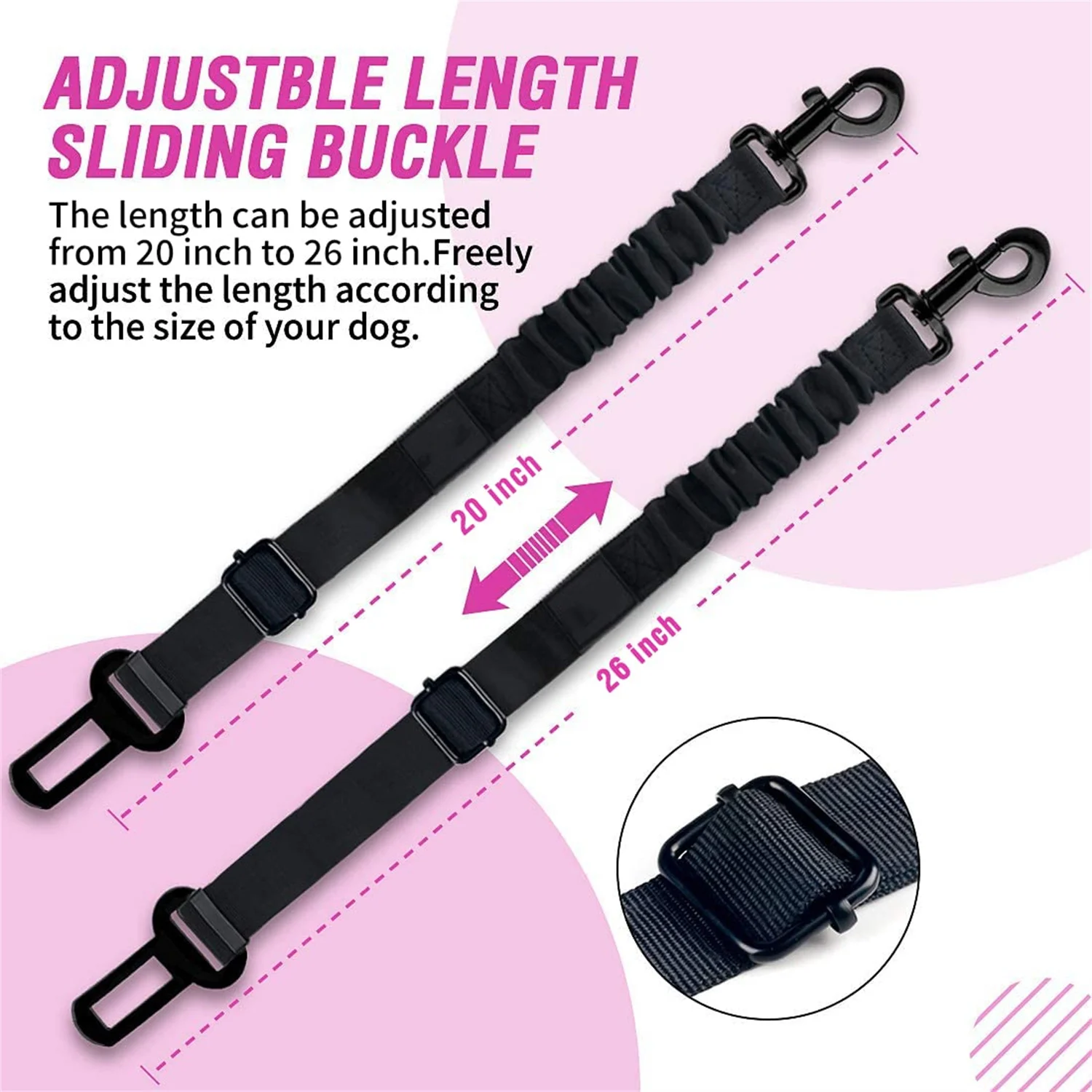 durable retractable heavy duty elastic dog car seatbelts adjustable vehicle nylon pet safety seat belts