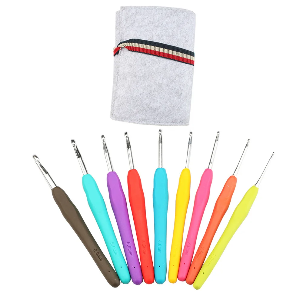 D&D Ergonomic Crochet Hooks Set with Case Sewing Tool Kit Accessory for Arthritic Hands Household Organizer for Bags Packing