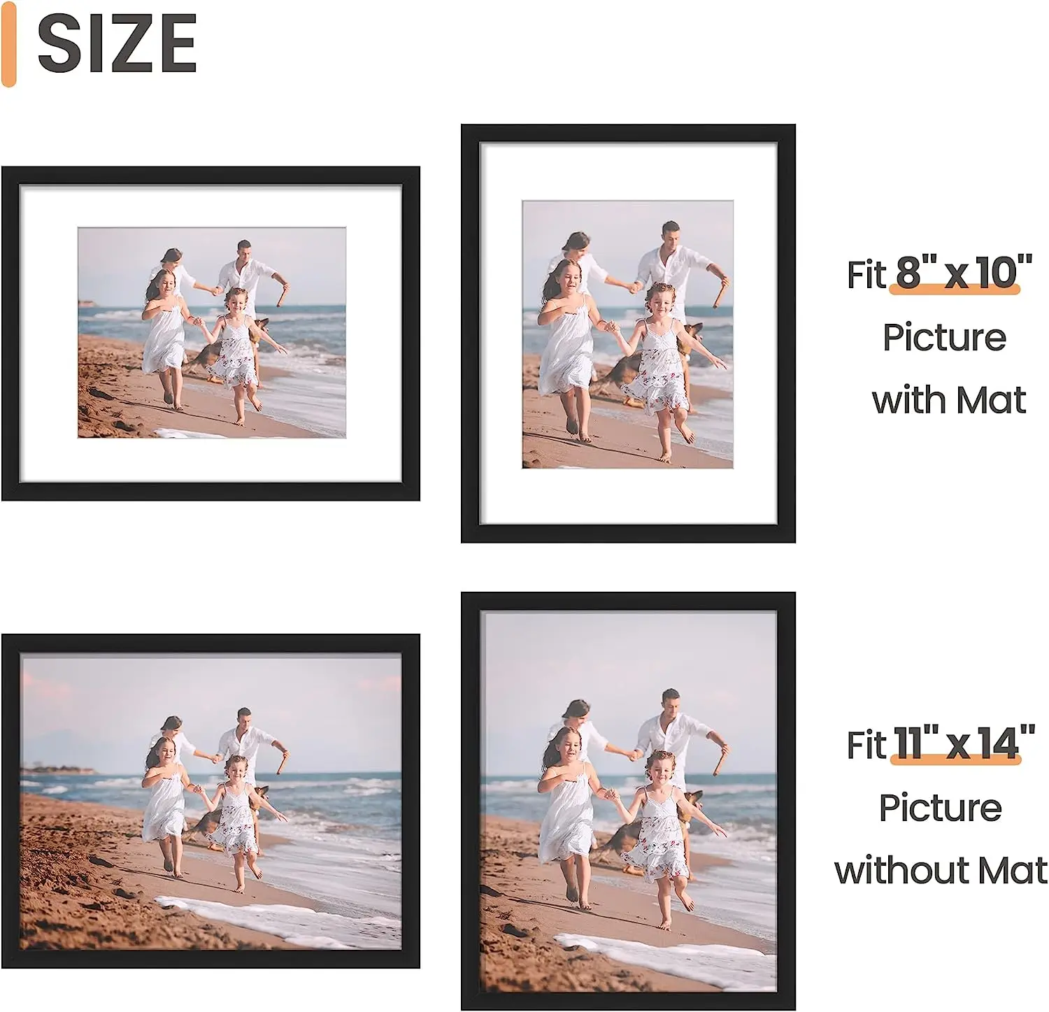 11x14 фоторамка с ковриком дисплей фотографии 8x10 без коврика настенная галерея