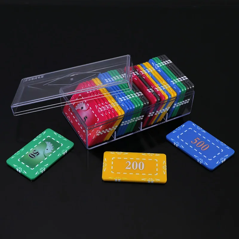 Professional Customized Acrylic Chip Rack Poker Crrier Box Transparent 15 * 8.2 5cm for Storage