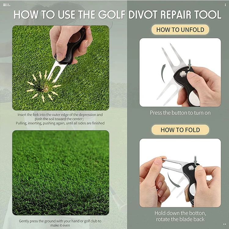 Golf Ball Marker Divot Tool Magnetic Hat Clip Magnetic Custom Logo Blank Metal Bulk Golf Divot Repair Tool Ball Marker