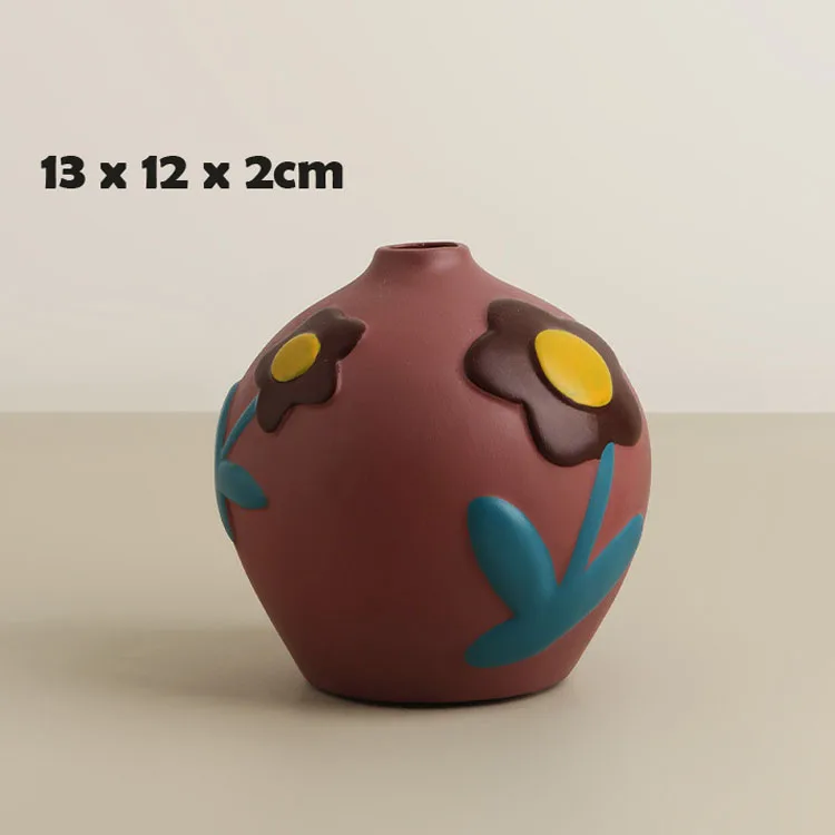 Factory Custom Design High Quality Vase Creative Hand - Painted Desktop Decor Ornament Ceramic Flower Vase