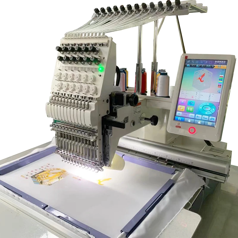 12 15 needles similar tajima monogram single head embroidery machine Dahao computerized automatic machine for cap t-shirt