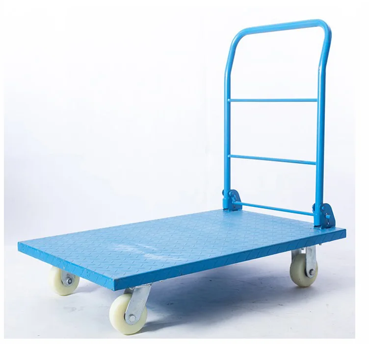 Foldable goods transport handle trolley