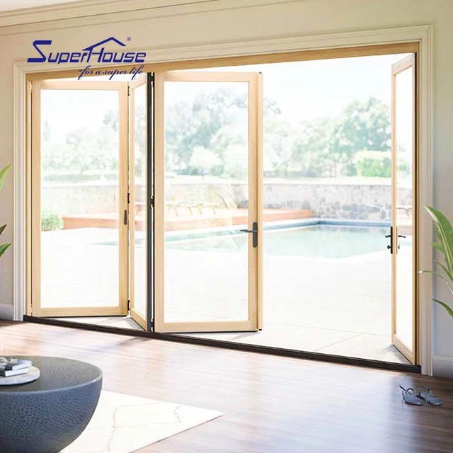 One step customization Aluminum multipoint lock impact hurricane safety glass folding door