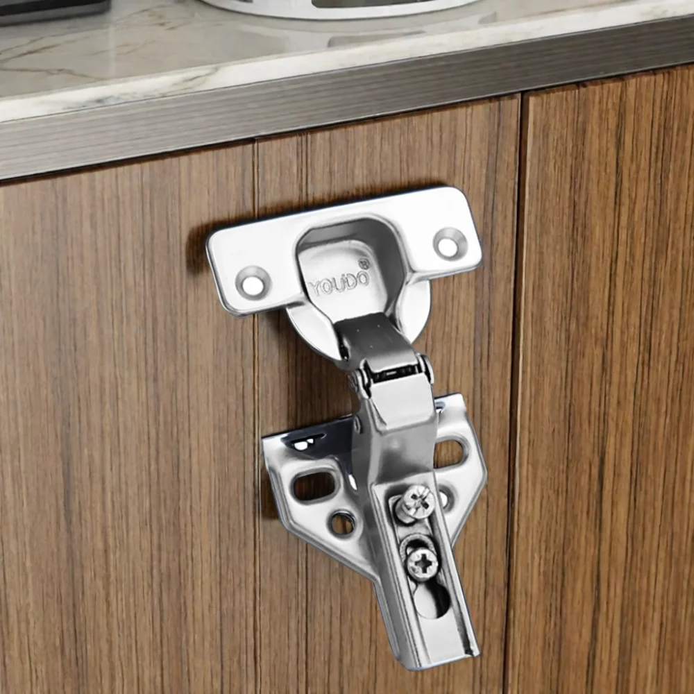 YOUDO Furniture Hardware Two Way Iron Concealed Hinges Butterfly Base Hinges for Kitchen Cabinet Doors