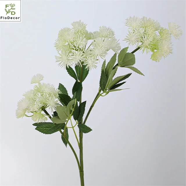 Wholesale Artificial Real Touch 3 Heads Astrantia Flowers Plastic Green White Purple Lace Flower For Wedding Decoration