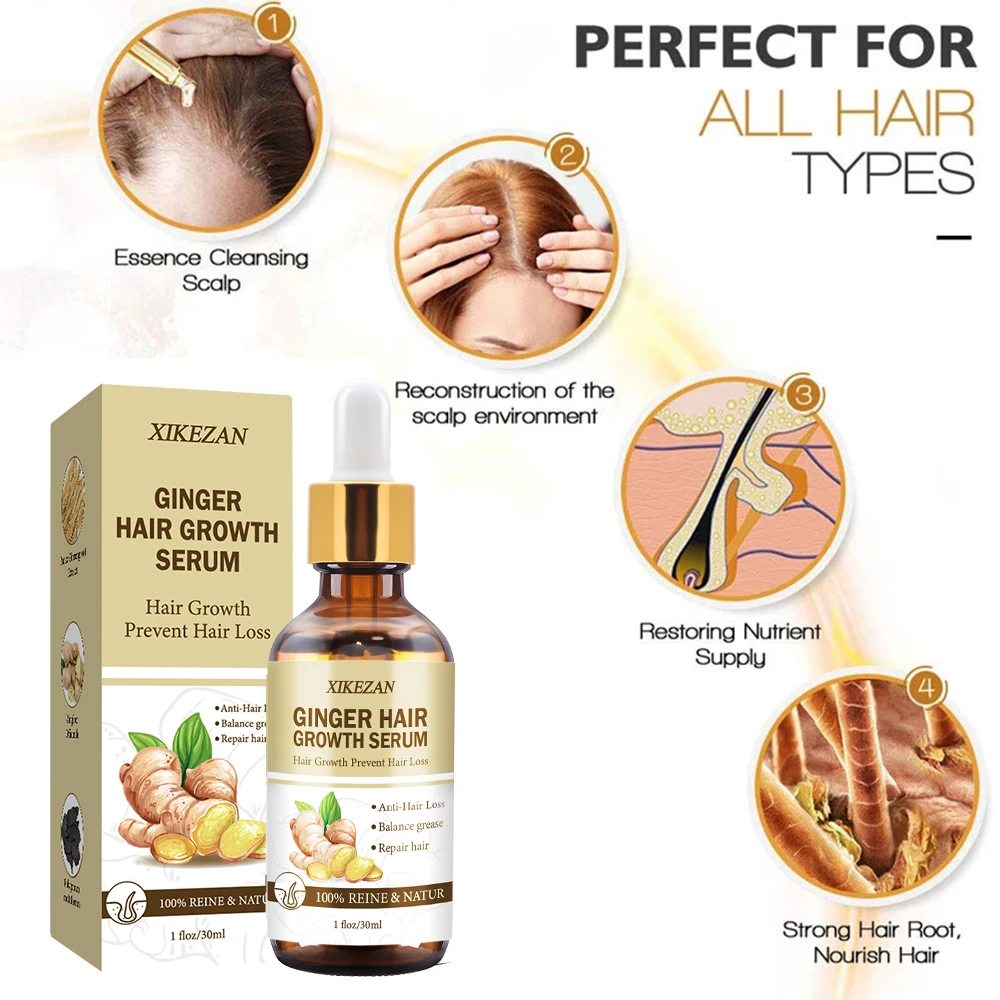 Hair Treatment Anti Loss Serum Ginger Growth Oil Ingrown Organic Hair Fall Serum For Rough And Damage Hair