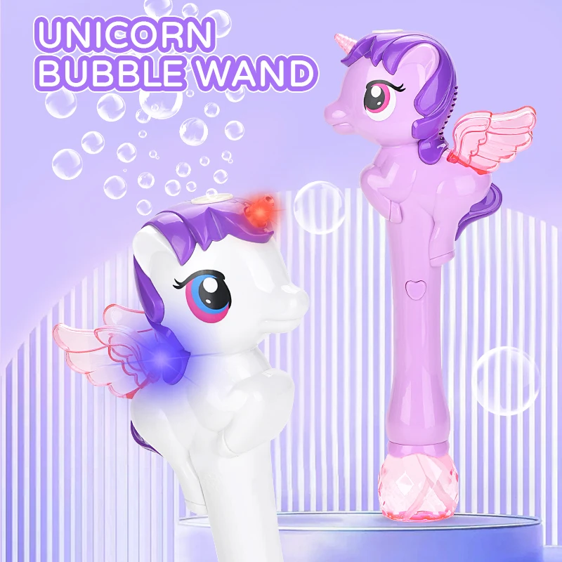 Hot summer bubble kid toy soap unicorn bubble toy wand colorful light up unicorn bubble wand