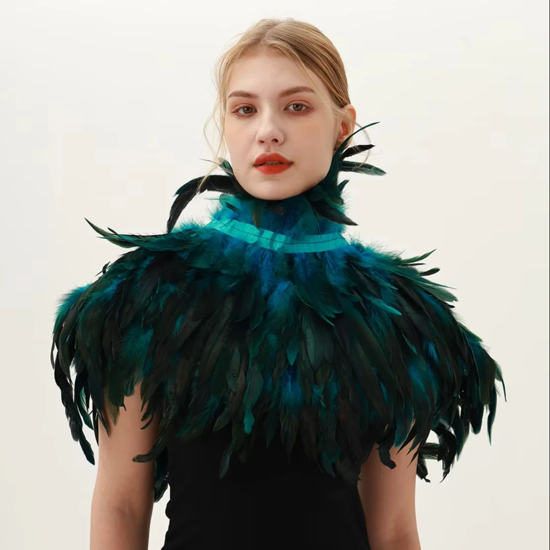 Feather Cloak Dressing Role Play Gothic Feather Adjust Performance Feather Cosplay Carnival Rave Party Costume