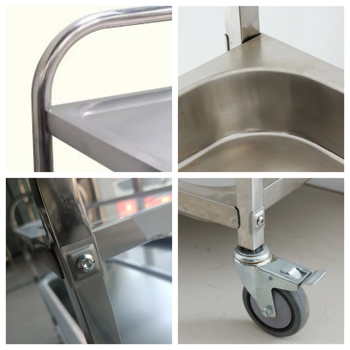 Commercial 3-Layer Stainless Steel Library Trolley Heavy Duty Medical Instrument Cart for Hotel Food Service & Restaurant Use