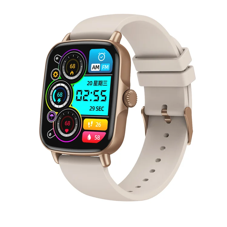 Competitive Price Android Ios 1.69 Inch Square Aw18 Smart Sports Watch Ip68 Waterproof Fitness Tracker Hr Bp Smartwatch