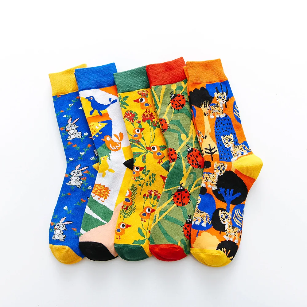 Cute Funny Soft Cotton Women Socks Novelty Ladybird Tiger Bird Bunny Dolphin Cartoon Animal Colorful Happy Socks For Girl Gift