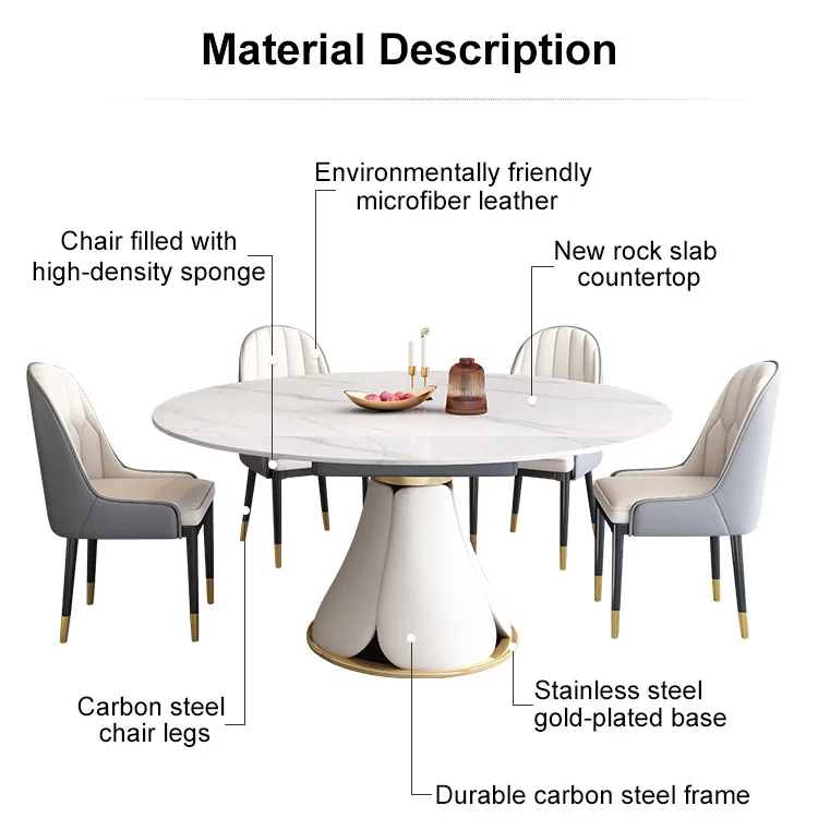 Hot Sale Factory Wholesale Marble Top Dining Table 6 Seater Expandable Dining Table