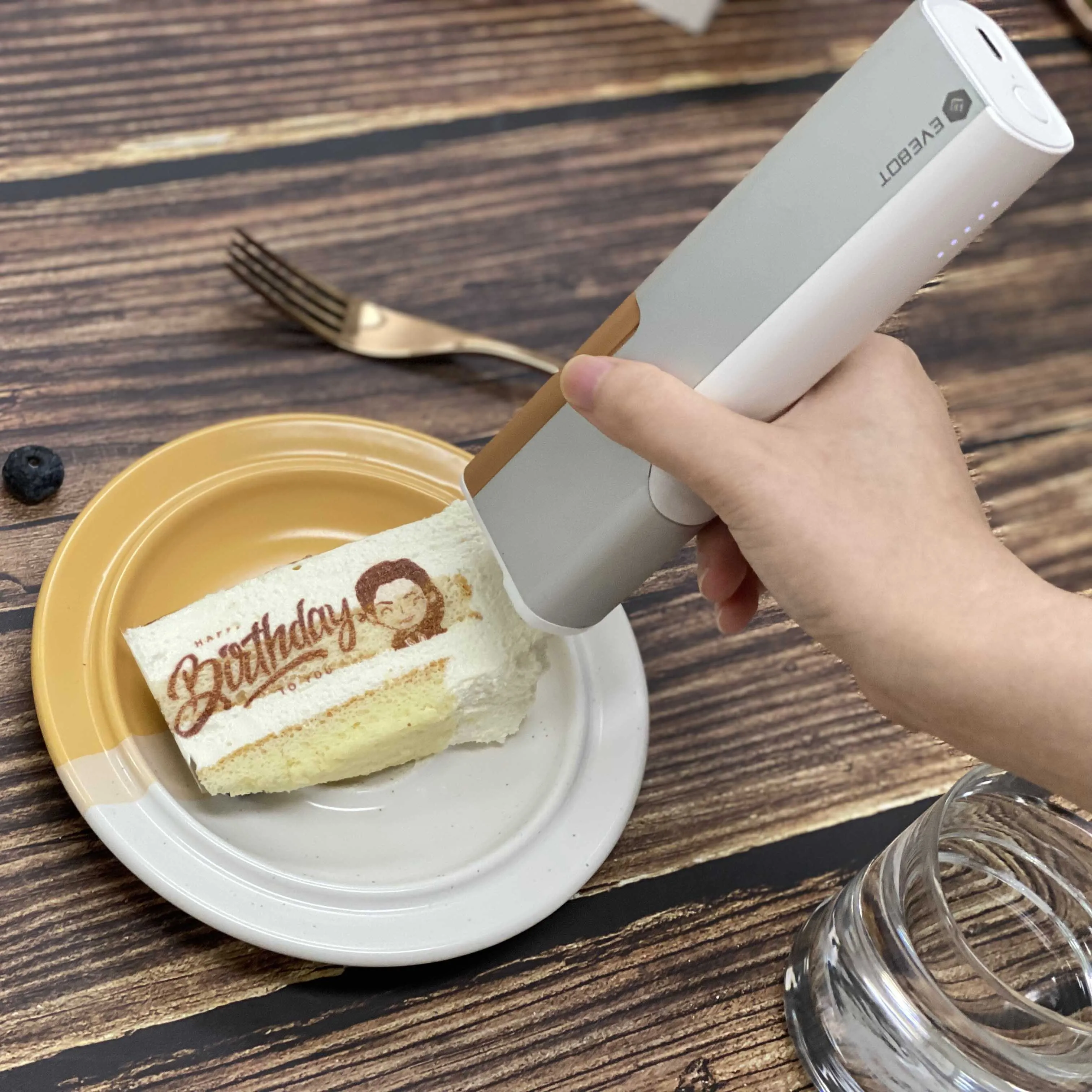 EVEBOT Printpen DIY Inkjet Printer Wireless Handheld by Android and IOS Mobile App Food Coffee Clothes Shoes Cap
