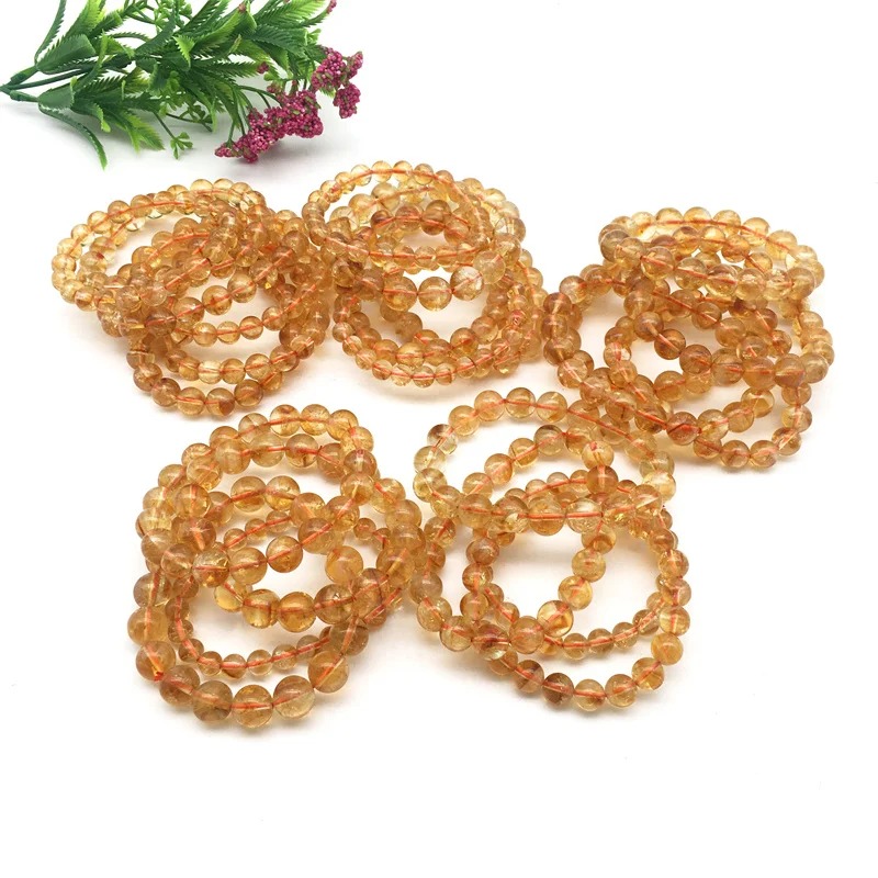 Wholesale Natural Gemstone Jewelry Accessory Stone Bead Crystal citrine Bracelet stone