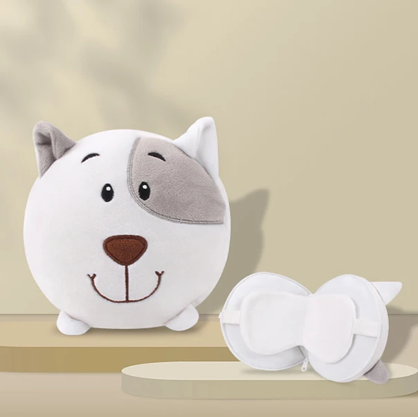 Cartoon Animal Dog Plush Pillow Travel Pillow Cotton With Eye Mask For Sleeping