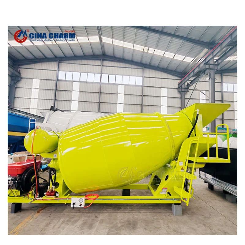 Factory manufacturing 3.0 Cubic Meters Capacity Used Flatbed Trailer Mobile Concrete Mixer Tank For Sale