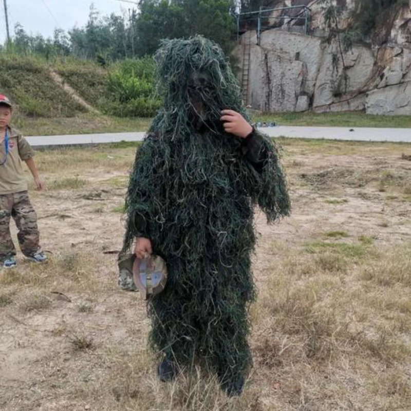 3D Leafy Bow Hidden Kids Children Youth Sniper Hunting Camo Snow Clothing Gillie Ghillie Suits Camouflage