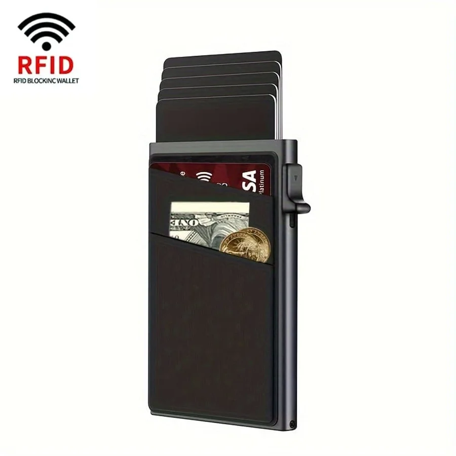 2024 производитель Новое поступление ультратонкий защищенный RFID держатель для карт из алюминиевого сплава повседневный мужской кошелек с кредитным автомобилем