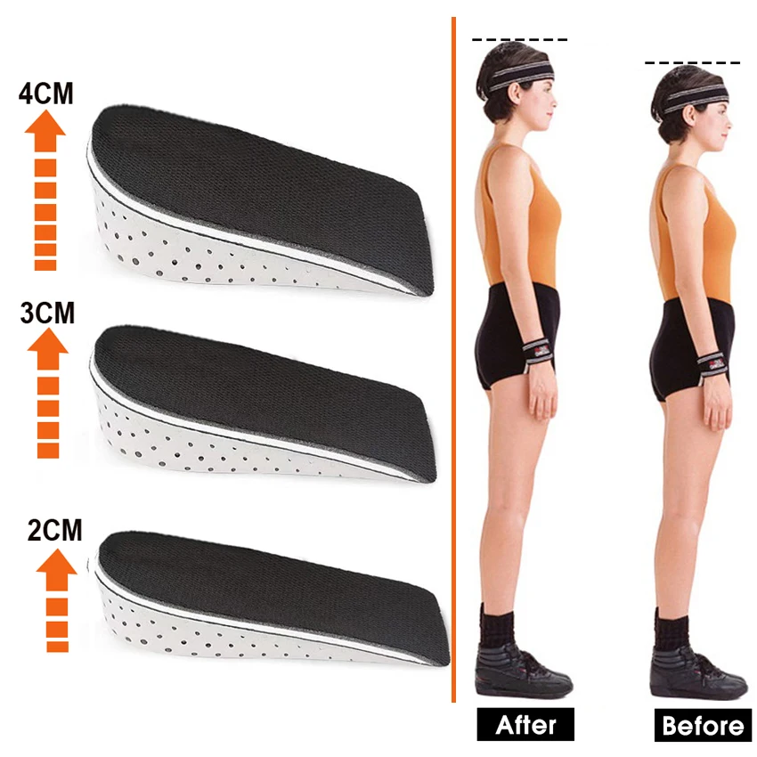 Unisex Height Increasing Insoles Memory Foam Invisible Increased Heel Lifting Inserts Shoe Lifts Shoe Pads Elevator Insoles