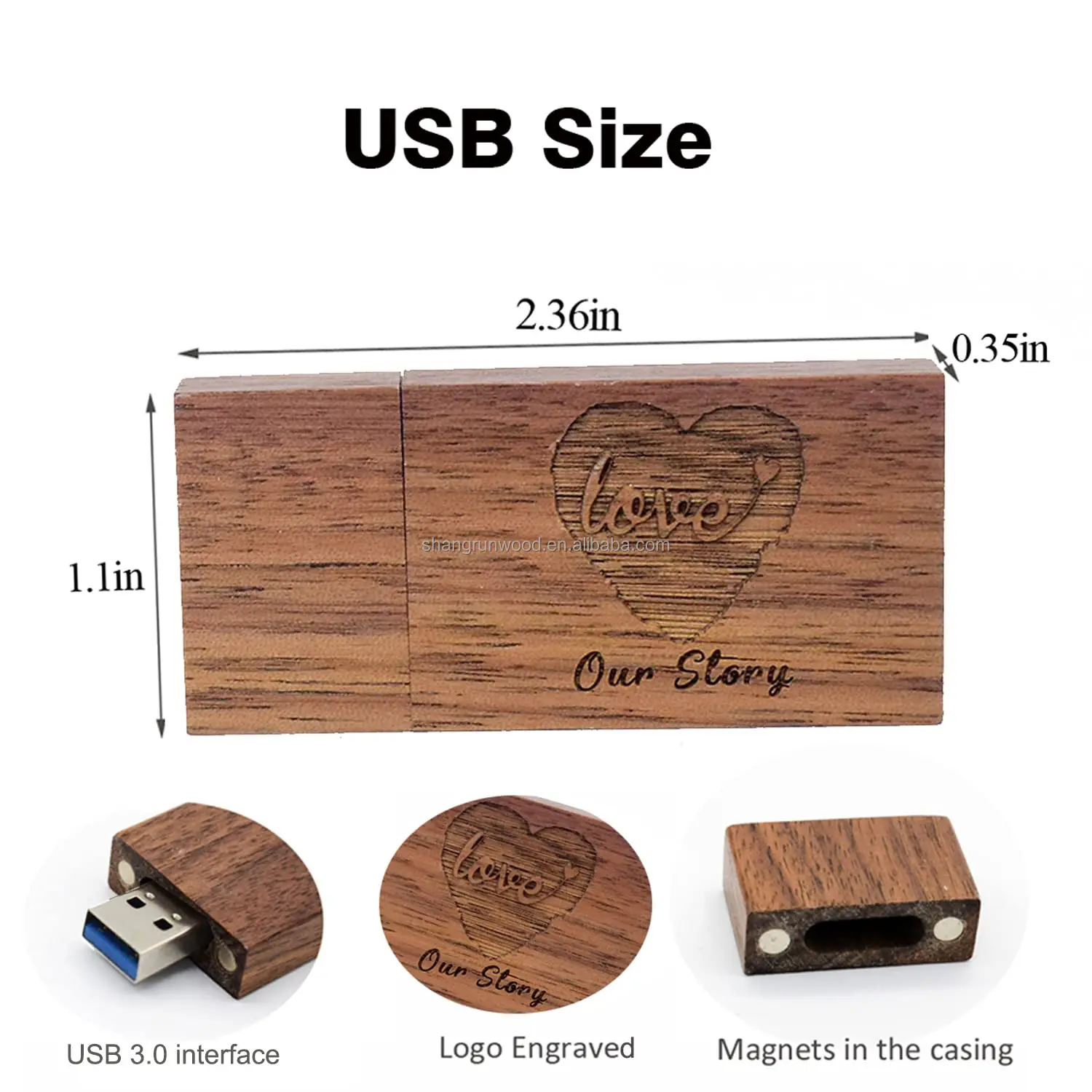 Laser Engraved Wooden Keepsake Card Box Sublimation Photoalbum Wooden Photo Box With Usb For Wedding