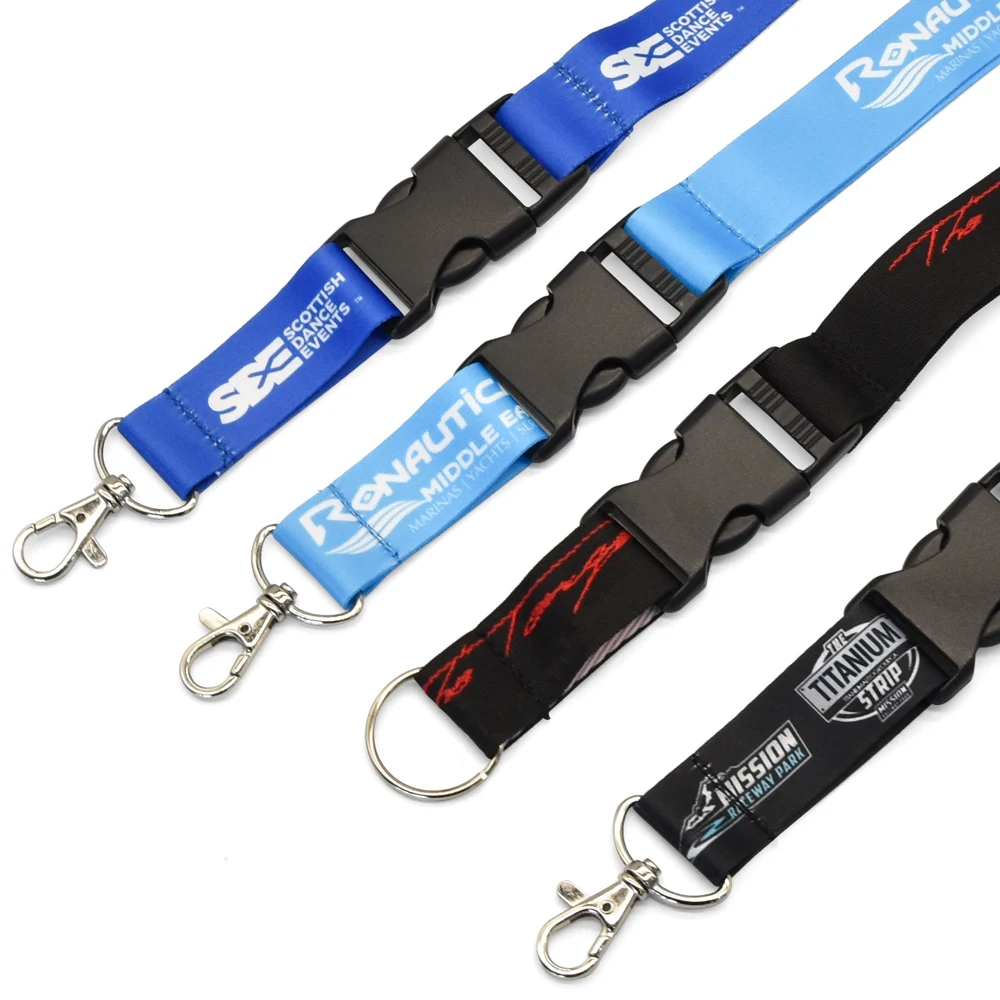 Customizable necklace children size printing polyester safety buckle football printing lanyard