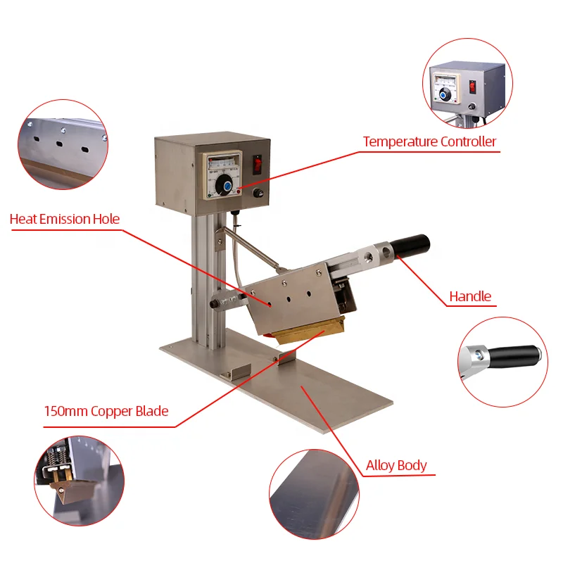 RONGTER Cost-effective High Quality Hot Knife Ribbon Cutting Machine 300W 150MM Rope fabric cutter