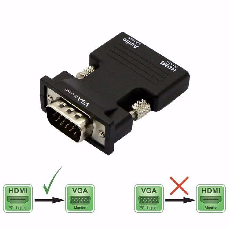 Factory Wholesale Male To Famale Converter 1080p Hdmi to Vga Adapter with Audio Cable