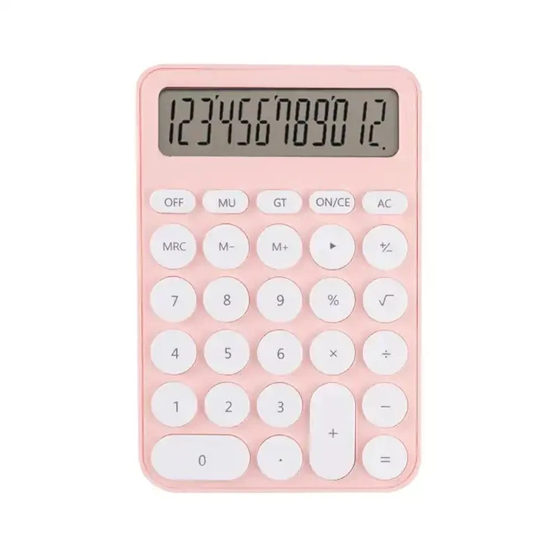 Розовая пластиковая стандартная функция пользовательского настольного калькулятора с батареей