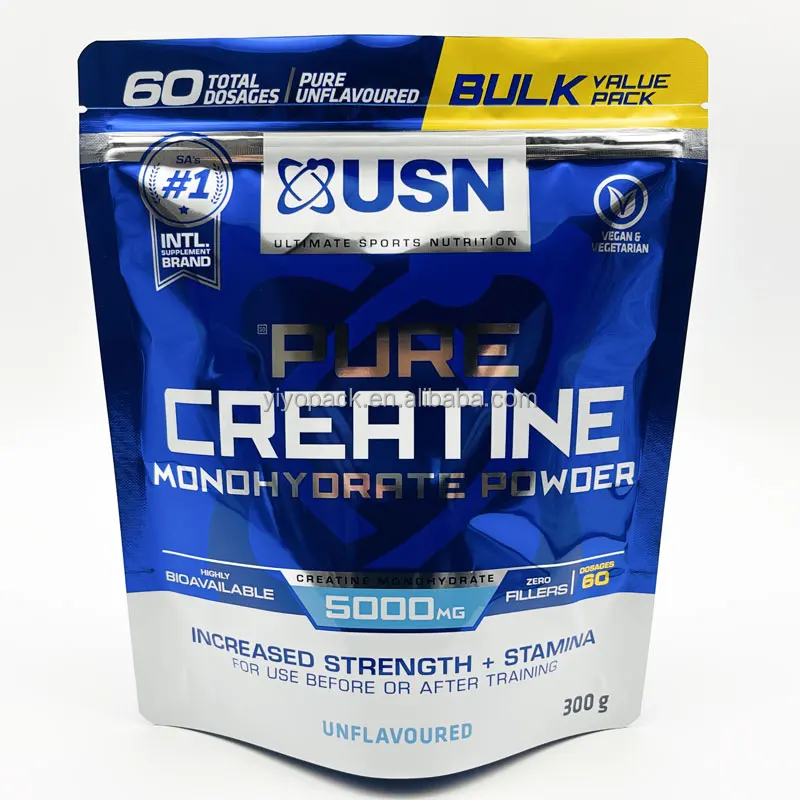 Digital printing Custom manufacturer stand up Resealable food packaging zipper plastic pouch whey protein powder bag with zipper