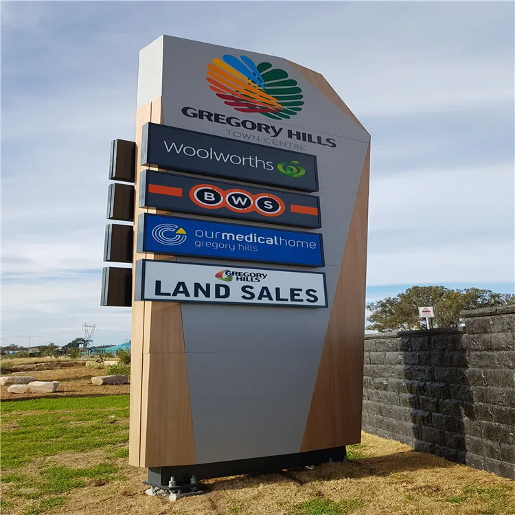 Build up exterior led Monolithic Pylon Signage System for commercial sign