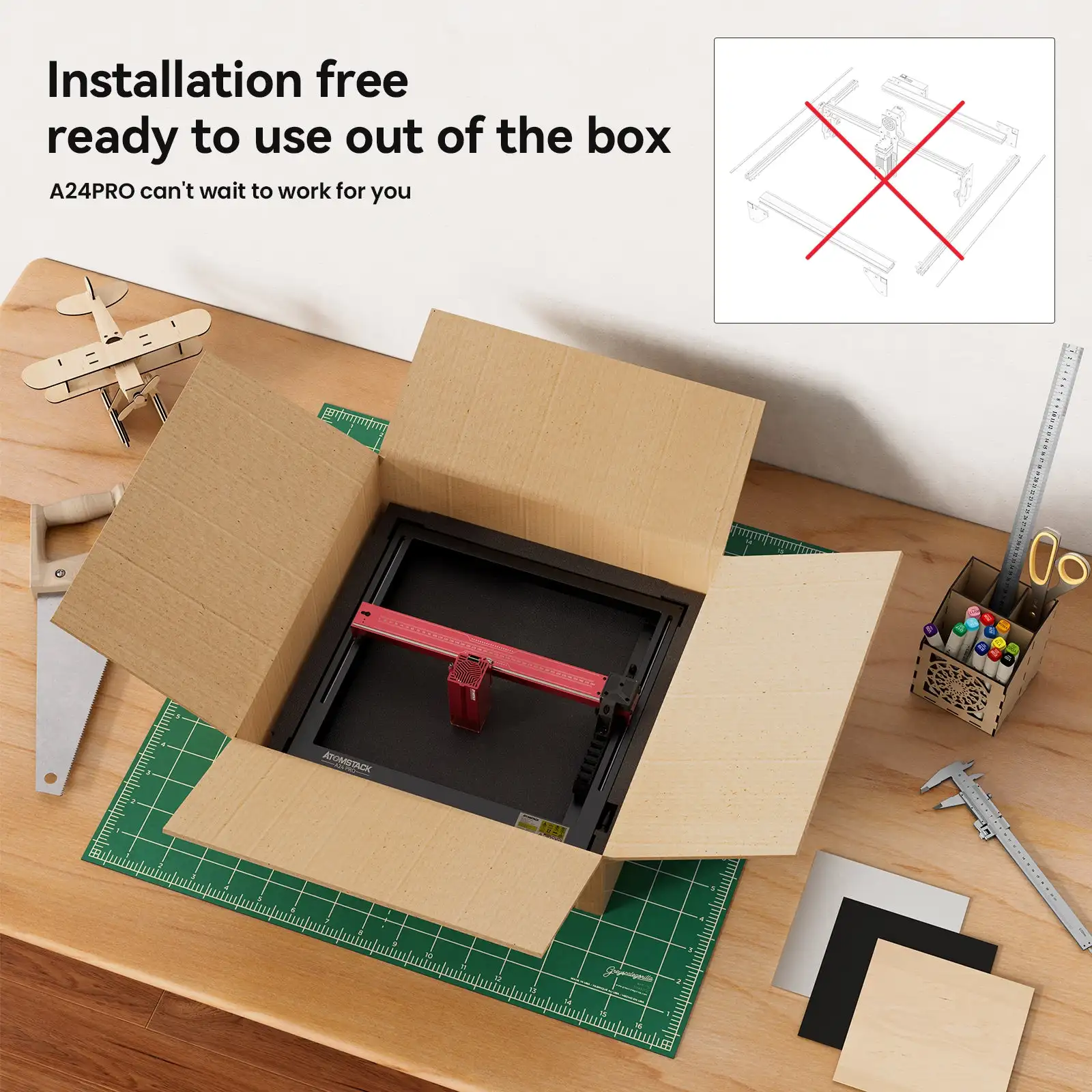 New Design Atomstack X24 Pro A24 PRO 120W All-in-one 2nd Generation Laser Engraver One-Piece Frame Engraving Cutting Machines