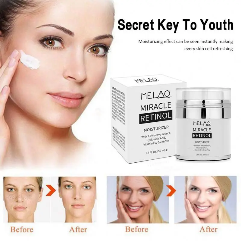 MELAO 2.5% Retinol Moisturizer Cream Hyaluronic Acid Anti Aging Reduces Wrinkles Fine Lines Day And Night Retinol Cream TSLM1