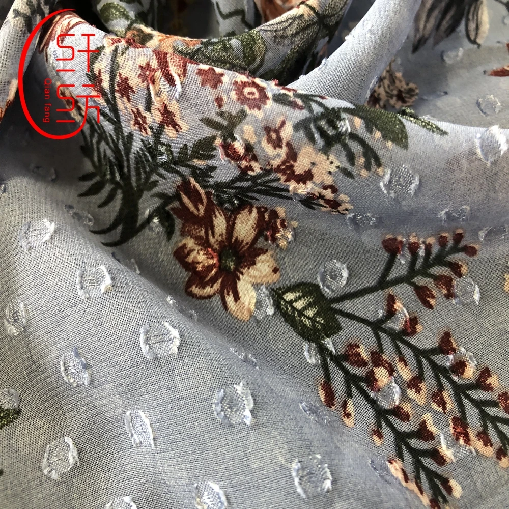 Fabric colorway dubai chiffon jacquard dot printed fabric chiffon african clothing fabric cloths for women dress in 80gsm