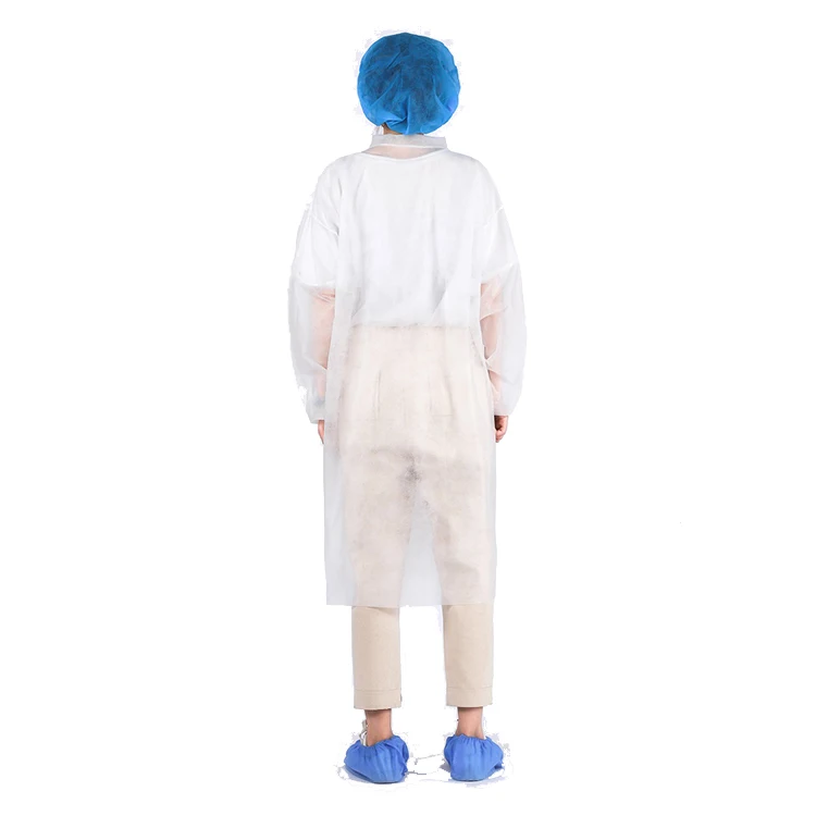 Wholesale Costumised Medical Disposable Non Woven  White Lab Coat with Snaps for Chemistry Lab
