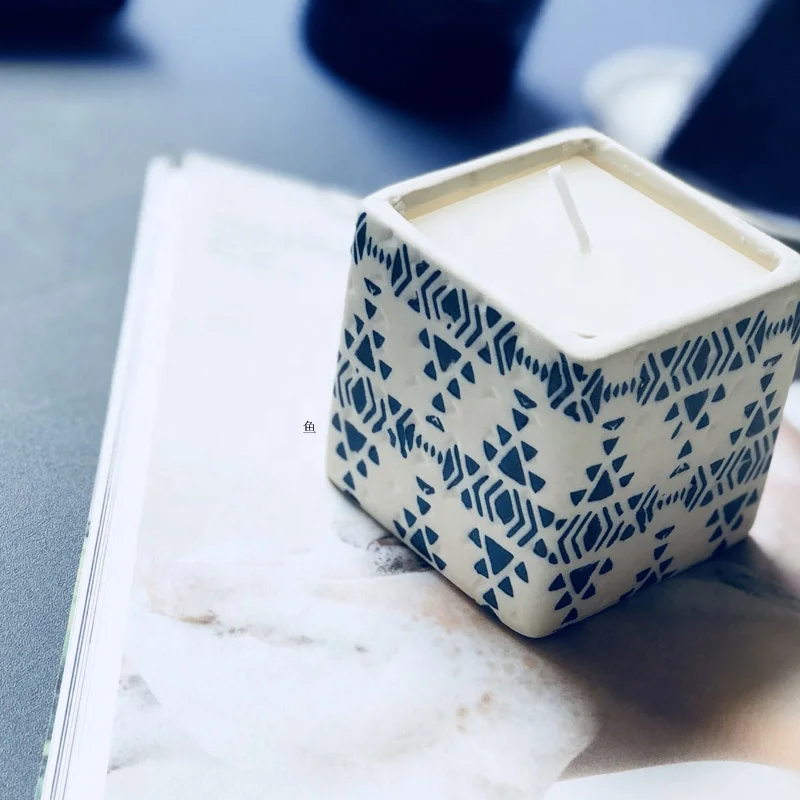 
Custom ceramic square scented candle holders 