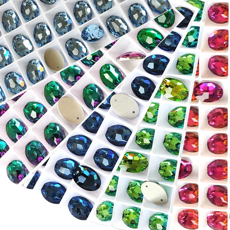 3210 Oval Glass Crystal Sew On Rhinestones Flat Back Stones Used For Garment Shoes Bags