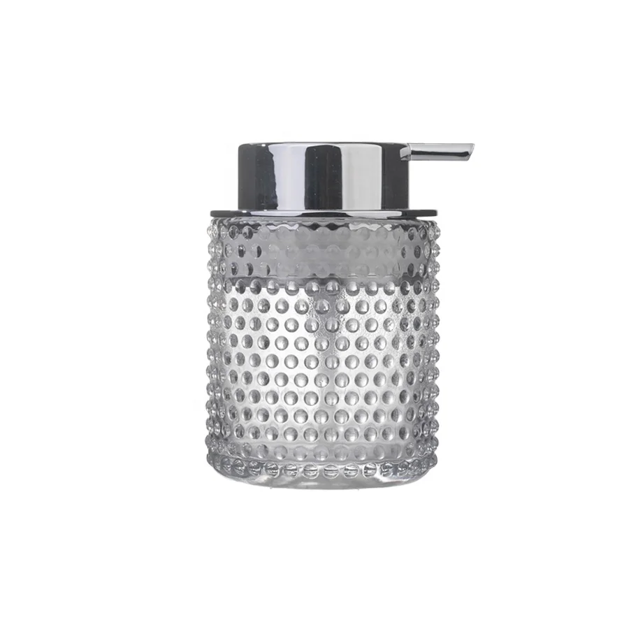 Reusable Wide Mouth 8oz 250ml Round Glass Soap Dispenser Bottle Luxury Design With Lotion Pump Sprayer For  Hand Washing