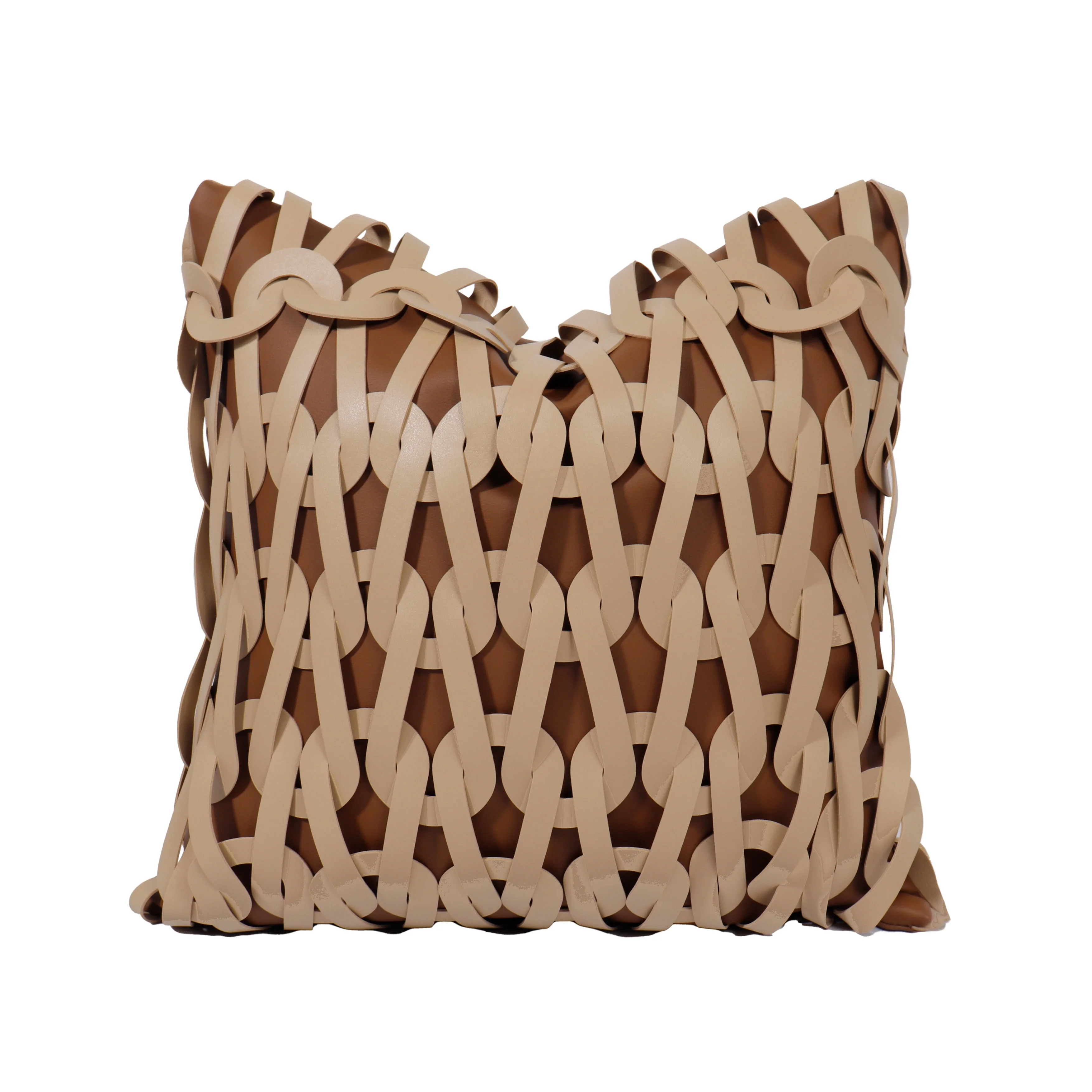 TIFFHOME оптовые прямые продажи 45*45 см Экологически чистая коричневая кожанная трикотажная художественная подушка