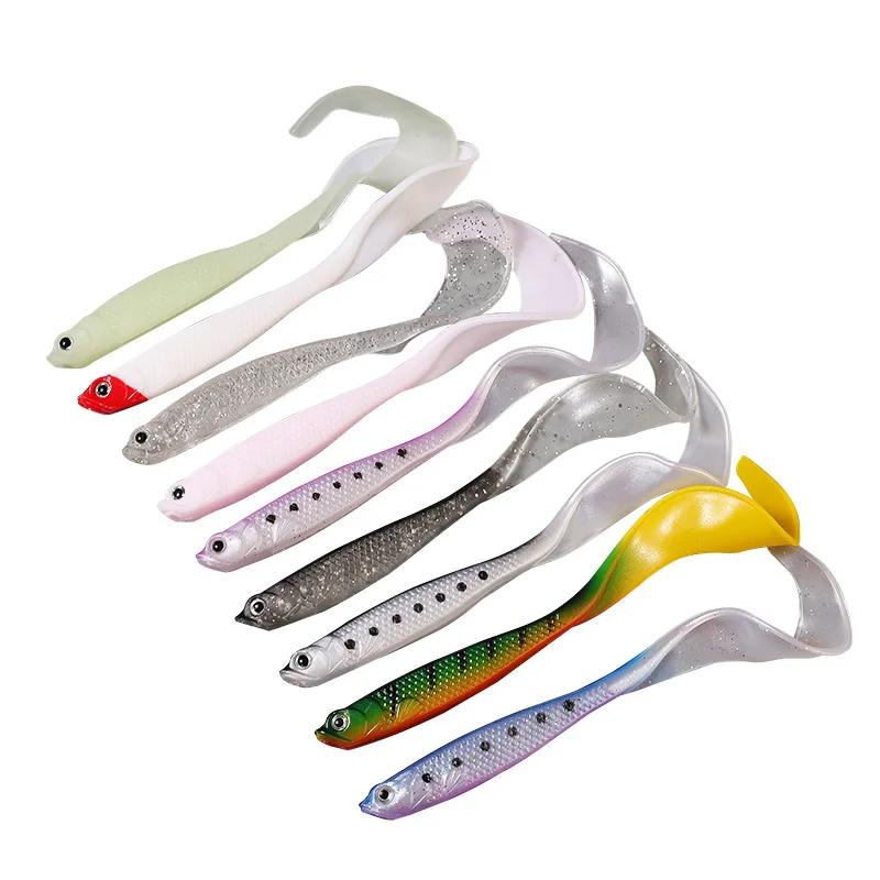 5pcs 12cm6g maggot soft worm long tail Texas fishing group perch curly mouth temptation soft bait