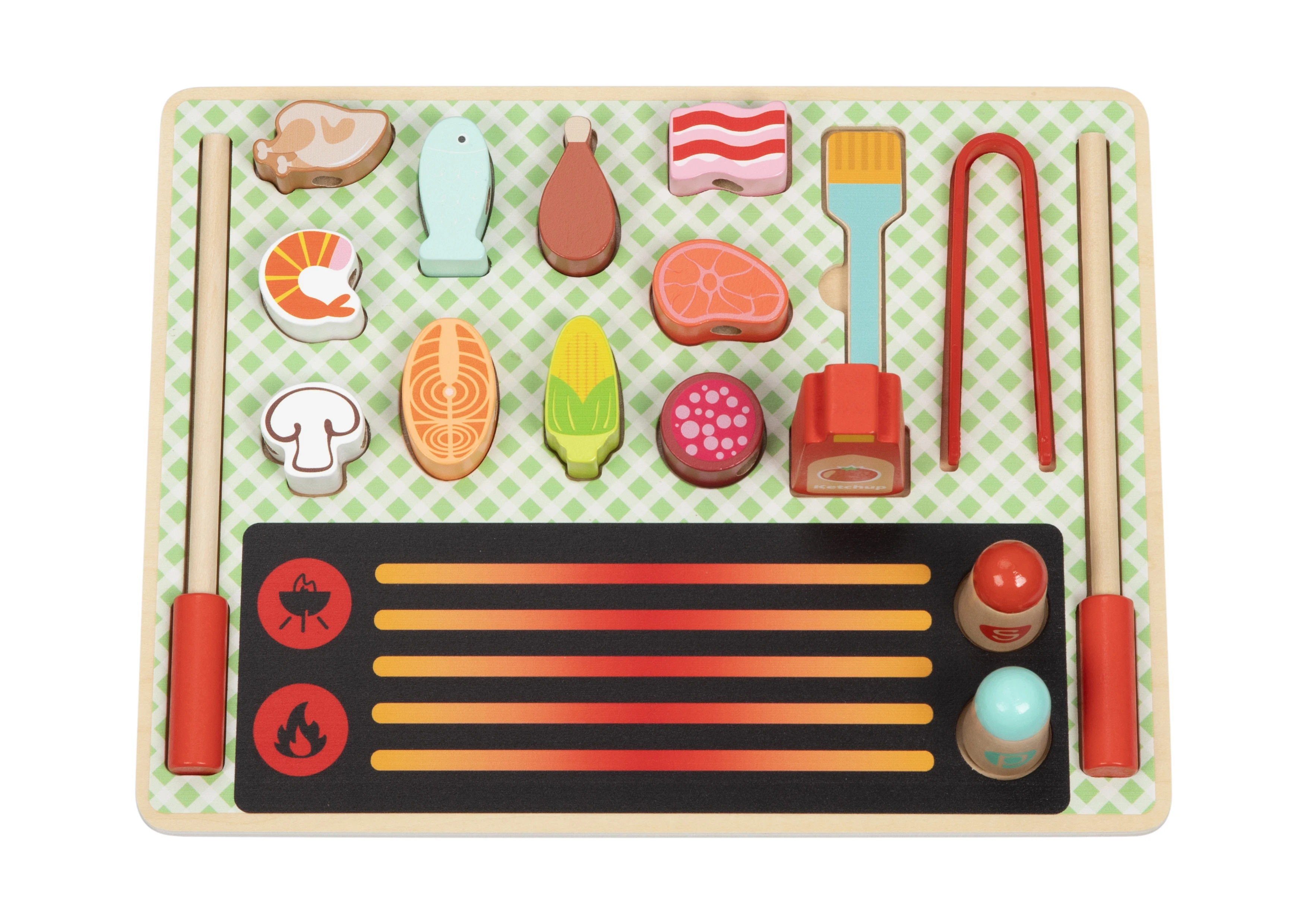 RTS 2024 New Wooden Kitchen Play Set Toy for Children Kitchen Toys Set Wooden Stove toy BBQ Set E-commerce Customization