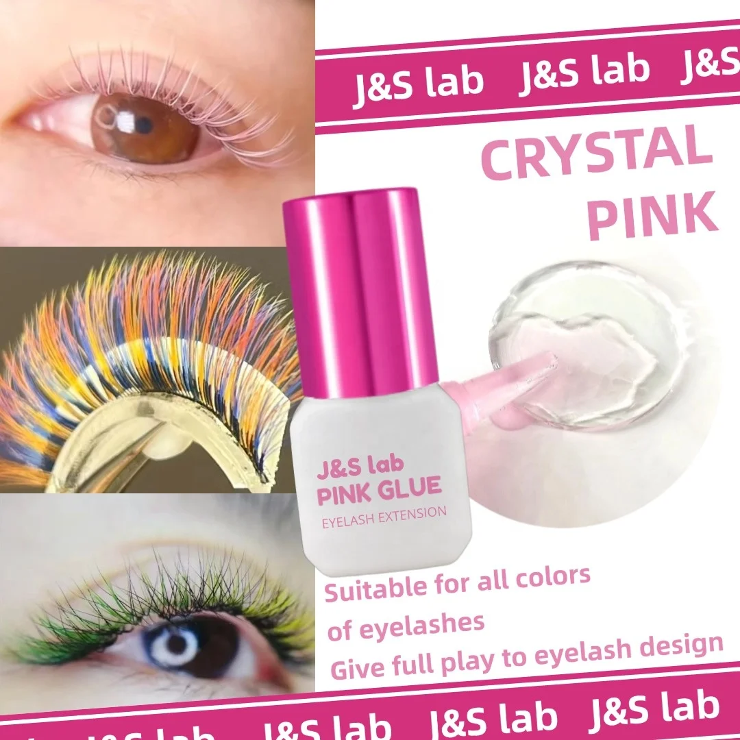 OEM/ODM Pink Colored Eyelash Custom Packages Low Smell Adhesive Professional Fast Drying Strong False Eyelashes Extension Glue