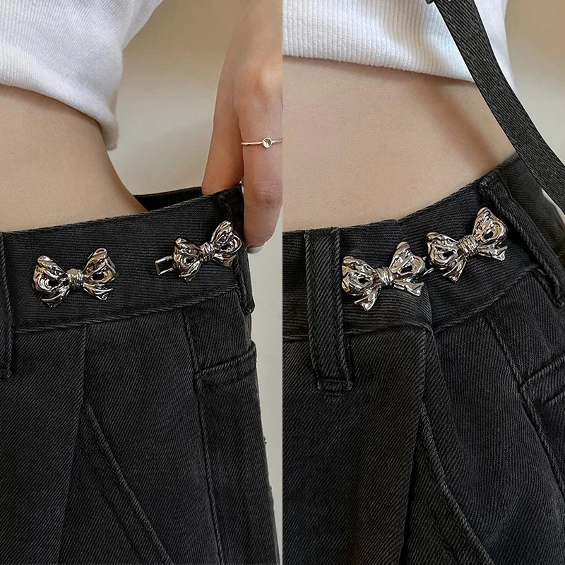 Custom Waist Cute Fancy Belt Buckle Sublimation Removable Instant Jeans Pin Buttons Adjustable Bowknot Buttons For Pants