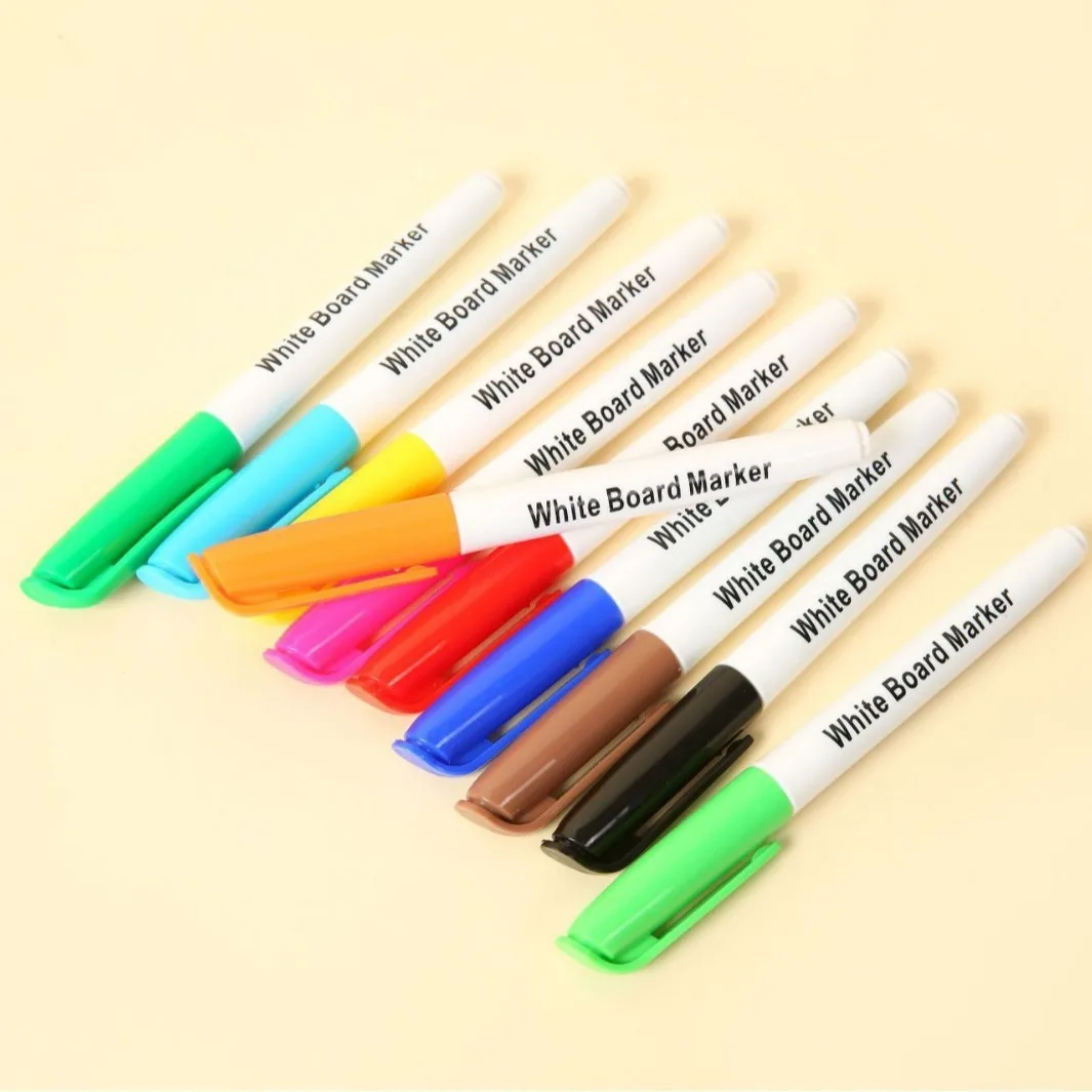 Factory Customized Smoothing Writing Easily Wiping Erasable Marker Pen 10 Colors White Board Pen
