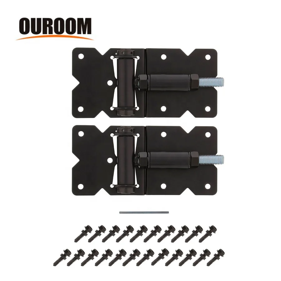 Black Self Closing Cast Iron Steel Decorative Cantilever Wrought Iron Fence Wood Gate And Vinyl Fence Gate Hardware