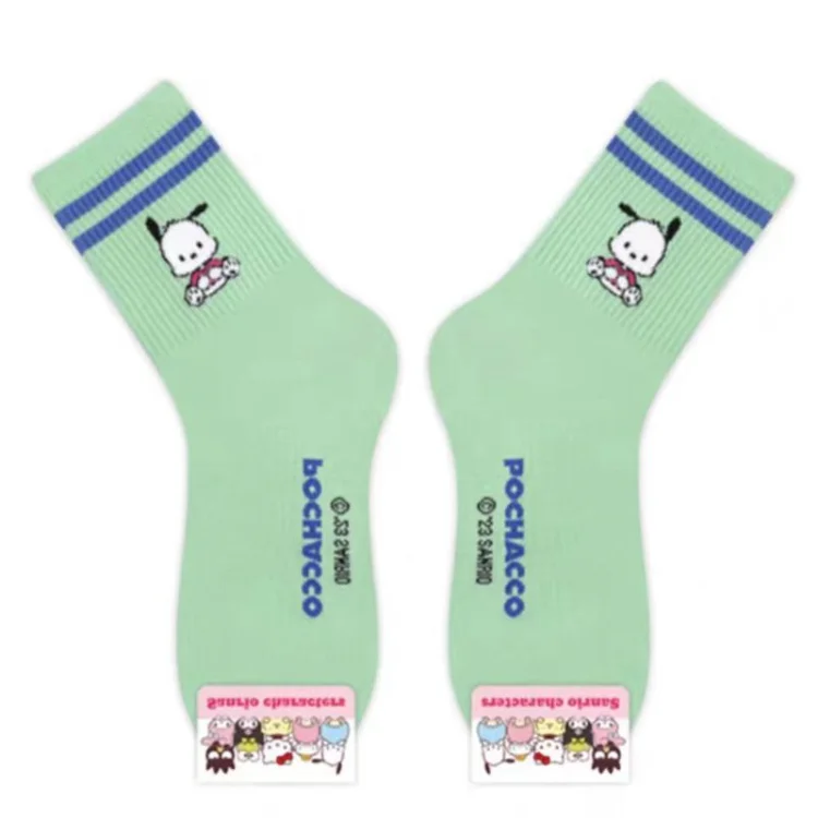 HY-2139 New 2023 Korean style Cartoon Kuromi Sock Girl Combed Cotton Students  Striped Crew Socks Women Girls