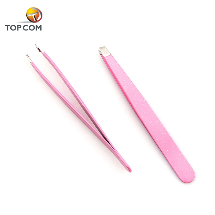 Private label cheap pink eyebrow tweezers with tube package