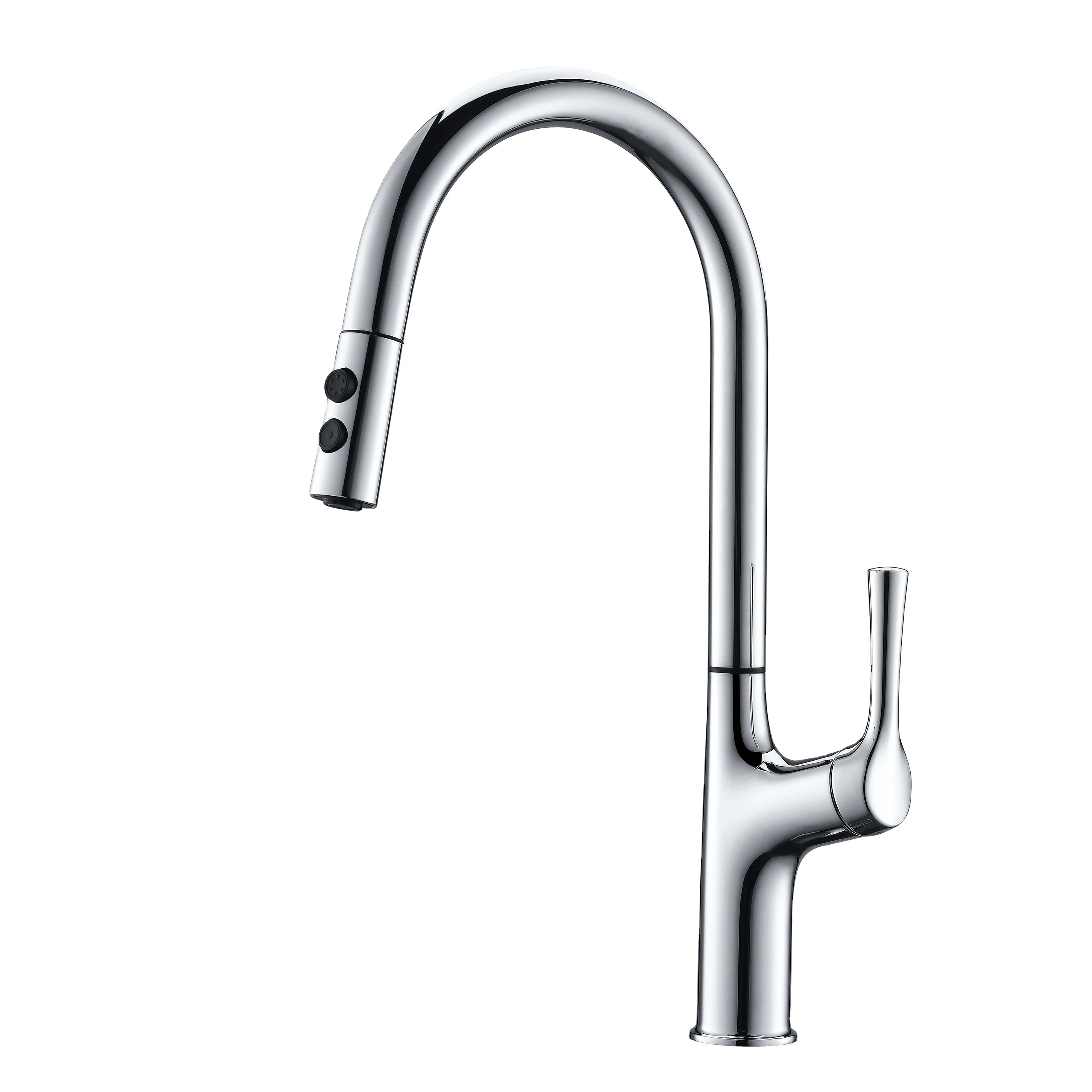 Wholesale polished chrome zinc alloy kitchen faucet with pull down sprayer