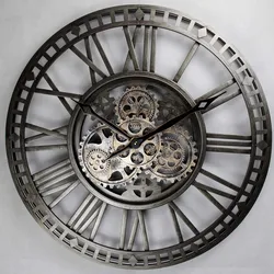 24 Inch Metal Vintage Moving Gear Farmhouse Industrial Wall Clock